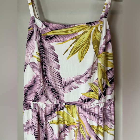 LOFT Paradise Tiered Dress White Tropical Palm Leaf Print | Size 6 | Never Worn - Picture 5 of 10